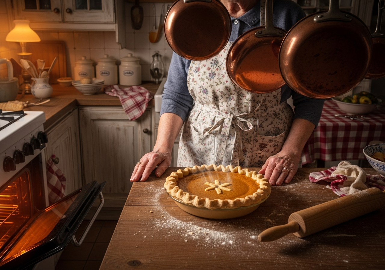Grandmother's warm kitchen with homemade holiday treats